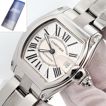 Mint Cartier Roadster 37mm Silver Roman Dial Steel Watch W62025V3 2510