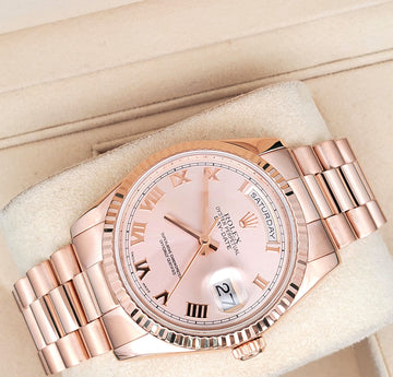 Rolex President Day-Date 18K Rose Gold 36mm 118235 Pink Roman Dial Watch