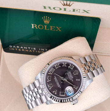 2021 Rolex Datejust 31mm Slate Gray Roman Steel Jubilee Watch 278274 Box Papers