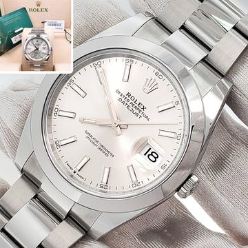 2025 Unworn Rolex Datejust 41 126300 Silver Index Steel Oyster Watch Box/Papers/Tag