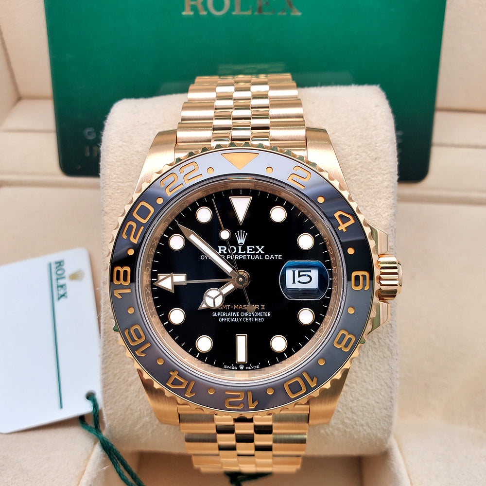 2024 Rolex GMT-Master II 18K Yellow Gold 40mm Jubilee Watch 126718 Box Papers