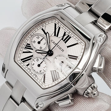 Cartier Roadster XL Chronograph 43mm Silver Roman Steel Watch W62019X6 2618