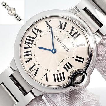 Cartier Ballon Bleu 36mm Silver Dial Quartz Steel Watch W69011Z4 3005