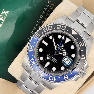 Unworn 2024 Rolex GMT-Master II 40mm Batman Blue/Black Ceramic Bezel Steel Watch 126710BLNR Box Papers