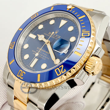 Rolex Submariner 40mm 116613LB Yellow Gold/Steel Blue Dial Watch Box Papers