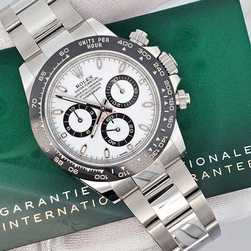 Rolex Cosmograph Daytona 40mm White Panda Index Dial Steel Watch 116500LN Box Papers