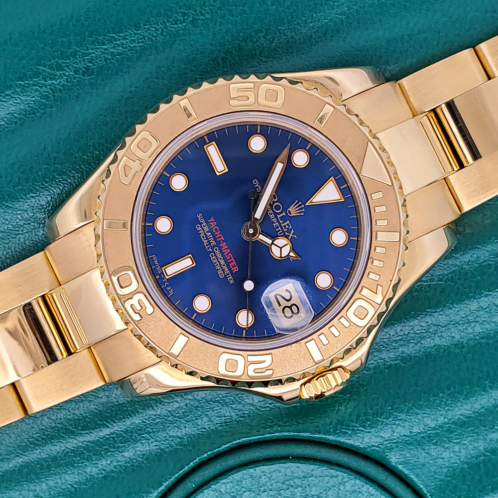 Rolex Yacht-Master 35mm Blue Dial Yellow Gold Oyster Watch 68628