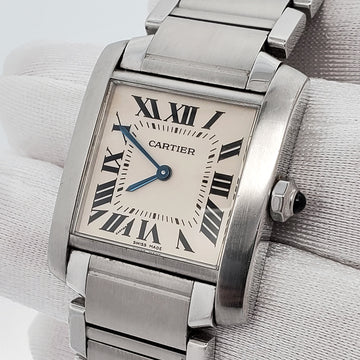Cartier Tank Française 25mm Off-white Roman Dial Quartz Stainless Steel Watch 2301