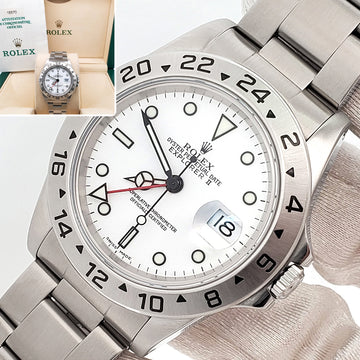 2000 Rolex Explorer II 40mm Polar White Steel Oyster Watch 16570 Box Papers