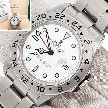 2001 Rolex Explorer II Polar White Steel Oyster 40mm Watch 16570 Box Papers
