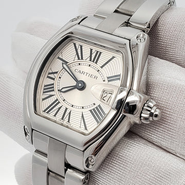 Cartier Roadster Silver Roman Dial Stainless Steel Ladies Watch W62016V3 2675