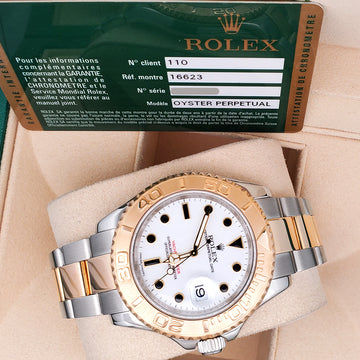 Rolex Yacht-Master 40mm White Dial 2-tone Yellow Gold/Steel Oyster 16623 Watch Box Papers