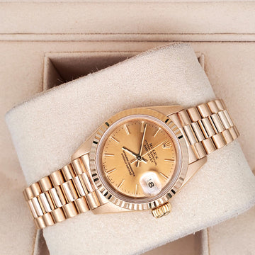 Rolex President Ladies 26mm Champagne Index Yellow Gold Watch 69178