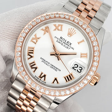 Rolex Datejust 31mm 278271 2-tone Rose Gold/Steel White Roman Jubilee Watch 0.95ct Diamond Bezel 2021 Box Papers