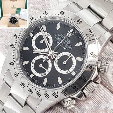 Rolex Cosmograph Daytona Engraved Rehaut 40mm 116520 Black Dial Steel Watch Box Papers