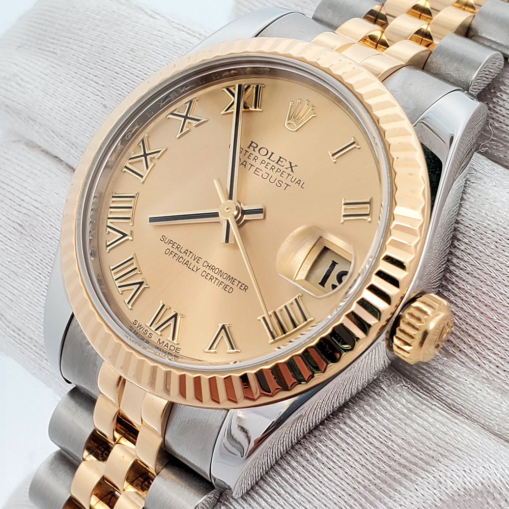 Rolex Datejust 31mm Champagne Roman 2-tone Yellow Gold/Steel Jubilee Watch 178273