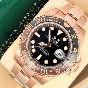 2022 Rolex GMT-Master II Rootbeer 126715CHNR Everose Gold Oyster Watch Box Papers