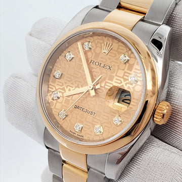 Rolex Datejust 36mm 116203 Factory Champagne Jubilee Diamond Dial 2-tone Watch