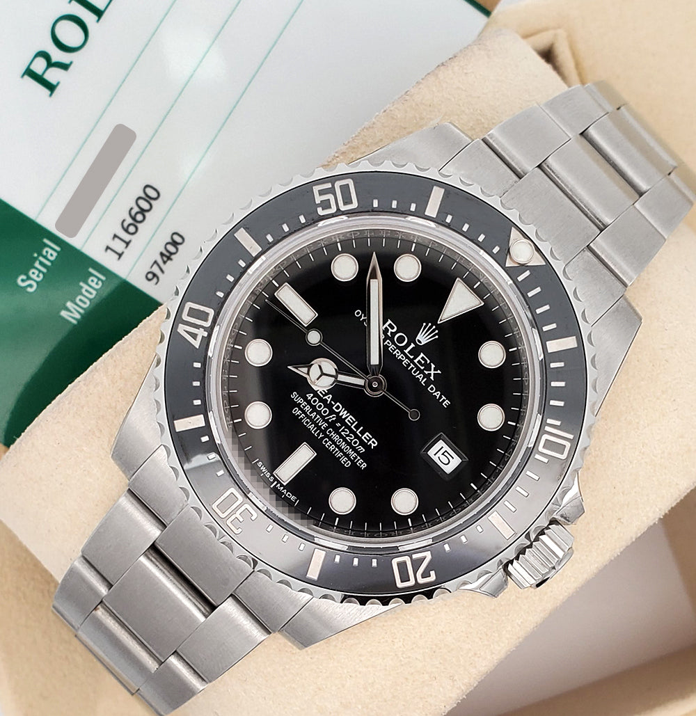Unworn 2014 Rolex Sea-Dweller 4000 40mm Ceramic Bezel Steel Watch 116600 Box Papers