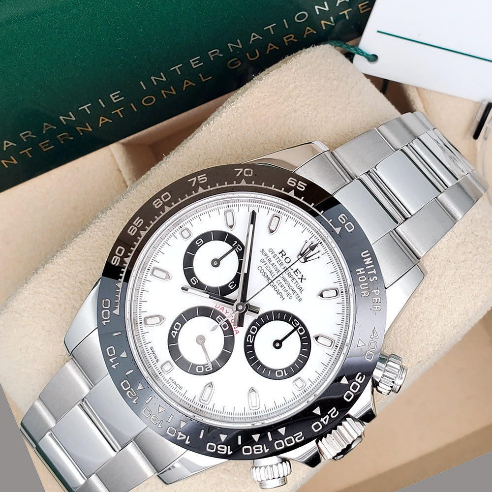 2023 Rolex Cosmograph Daytona 40mm White Panda Index Dial Steel Watch 116500LN Box Papers Tag