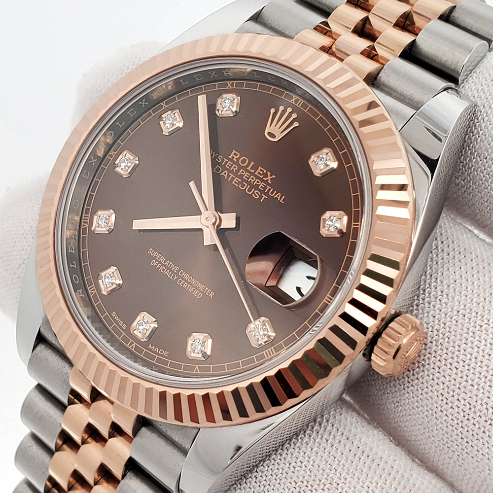 Rolex Datejust 41 126331 Factory Diamond Dial 2-tone Rose Gold/Steel Jubilee Watch Box Papers