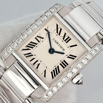 Cartier Tank Francaise 20mm White Gold Diamond Ladies Watch 2403 WE1002S3