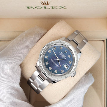 Rolex Datejust Midsize 31mm Custom Domed VS Scattered Diamonds Bezel/Black Pearl Dial 178240 Watch