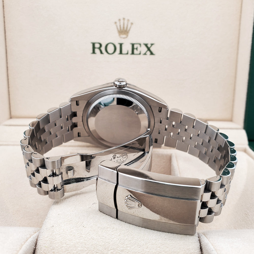 2023 Rolex Datejust 36mm Silver Index Fluted White Gold/Steel Jubilee Watch 126234 Box Papers