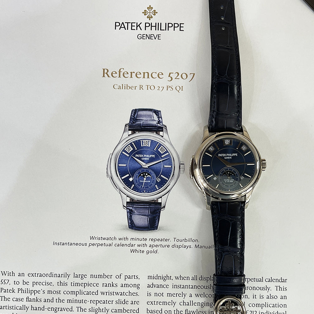Patek Philippe Minute Repeater Perpetual Calendar 5207G-001 White Gold With Blue Leather Watch Blue Dial 2020
