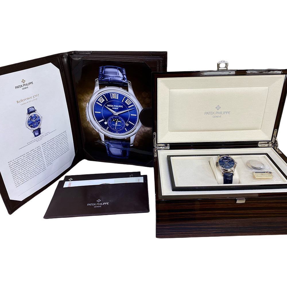 Patek Philippe Minute Repeater Perpetual Calendar 5207G-001 White Gold With Blue Leather Watch Blue Dial 2020