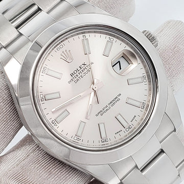 Rolex Datejust II 41mm 116300 Silver Index Steel Oyster Watch Papers