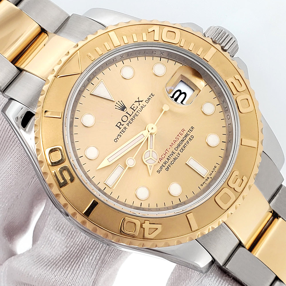 2009 Rolex Yacht-Master 40mm Champagne Dial Yellow Gold/Steel 16623 Watch Box Papers