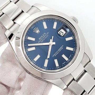 2013 Rolex Datejust II 41mm 116300 Blue Index Dial Steel Oyster Watch Papers