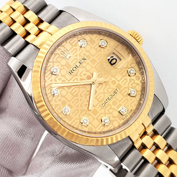 2009 Rolex Datejust 36mm 116233 Factory Champagne Jubilee Diamond 2-tone Jubilee Watch Box/Papers/Tag