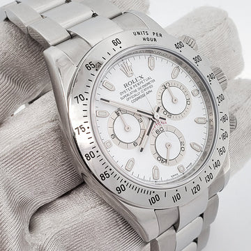 Rolex Cosmograph Daytona 40mm White Dial Steel Watch 116520 Box Papers