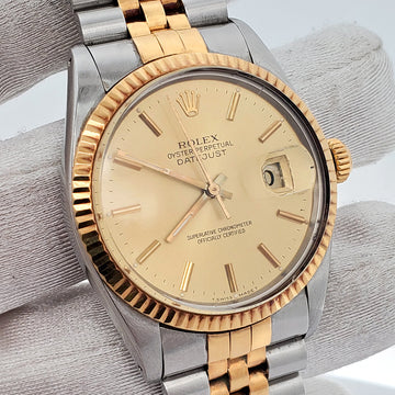Rolex Datejust 36mm 2-tone Yellow Gold/Stainless Steel Watch 16013 Box Papers