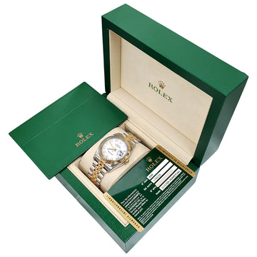 2009 Rolex Datejust 36mm White Roman 2-Tone Yellow Gold/Steel Jubilee Watch 116233 Box Papers