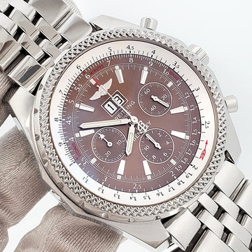 Breitling Bentley 6.75 Chronograph 49mm Brown Index Dial Big Date Steel Watch A44362 Papers