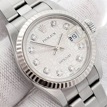 Rolex Datejust 26mm Factory Diamond Silver Jubilee White Gold/Steel Oyster Watch 79174