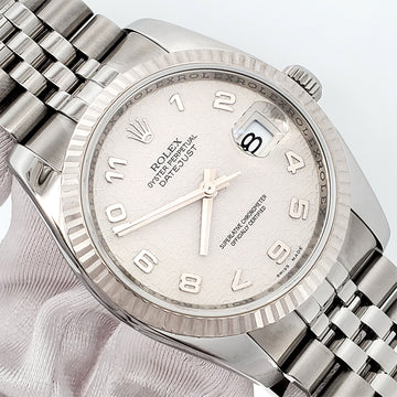 Rolex Datejust 116234 Cream Jubilee Dial White Gold Fluted Bezel Steel 36mm Watch