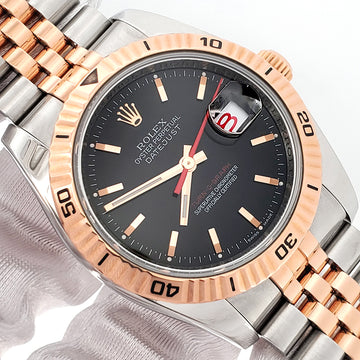 Rolex Datejust Turnograph 2-Tone Rose Gold/Steel Black Dial 36mm Jubilee Watch 116261 Box/Apr