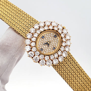 Vintage 61.5gr 18K Gold 5.8ct Natural Diamond Cocktail Oval 31mm Watch