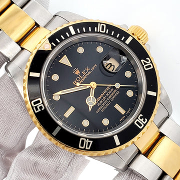 Rolex Submariner Date 16613 Yellow Gold/Steel Black Dial 40mm Watch Box/Papers/Tag