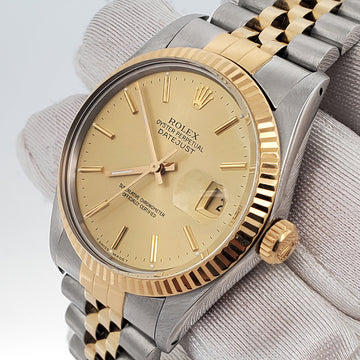 Rolex Datejust 36mm Champagne Index Dial Yellow Gold/Stainless Steel Jubilee 16013 Watch