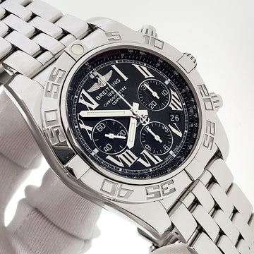 Breitling Chronomat B01 Black Roman Dial Chronograph Steel Mens 44mm Watch AB0110