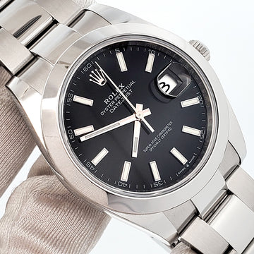 2019 Rolex Datejust 41mm Black Index Dial Steel Oyster Watch 126300 Box/Papers/Tag