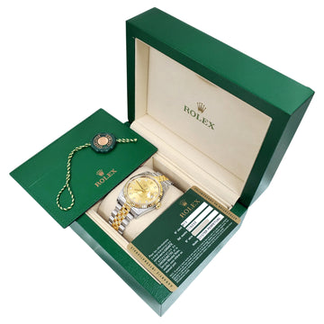 2011 Rolex Datejust 36mm Factory Champagne Diamond Dial 2-Tone Yellow Gold/Steel Jubilee Watch 116233 Box Papers