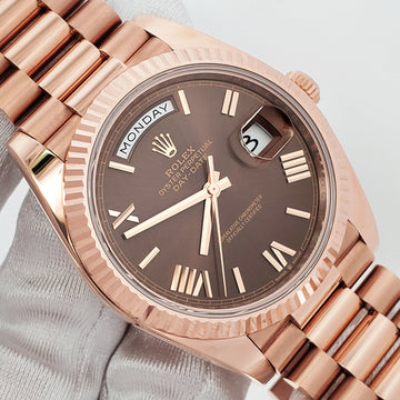 2019 Rolex President Day-Date Rose Gold Chocolate Roman Dial 228235 40mm Watch Box Papers
