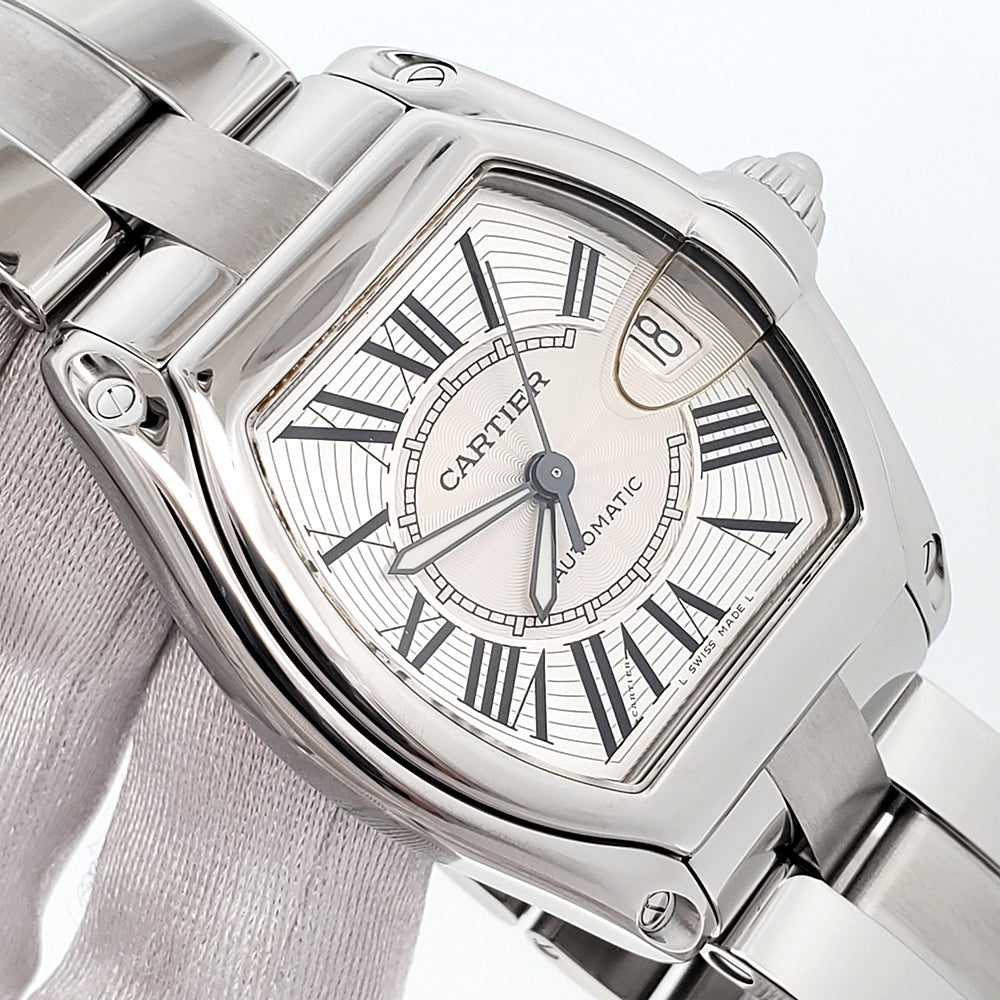 Mint Cartier Roadster 37mm Silver Roman Dial Steel Watch W62025V3 2510