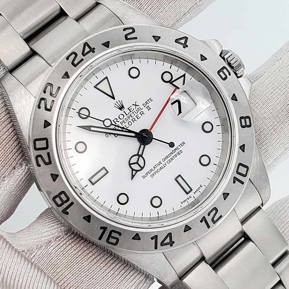 Rolex Explorer II 40mm Polar White Steel Oyster Watch 16570  Box Papers